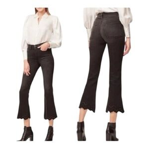 Frame Eyelet-Hem Cropped Flared Jeans  | Lacey Black | Size 29